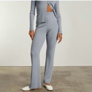 Everlane The Ribbed Knit Flare Pants Womens Gray Pull On